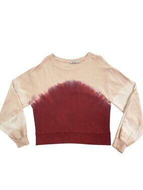NA-KD Oversized Tie Dye Cropped Sweatshirt Pink/cream Burgundy Cotton Size Mediu
